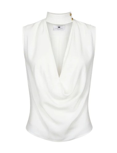 Top in georgette di viscosa avorio