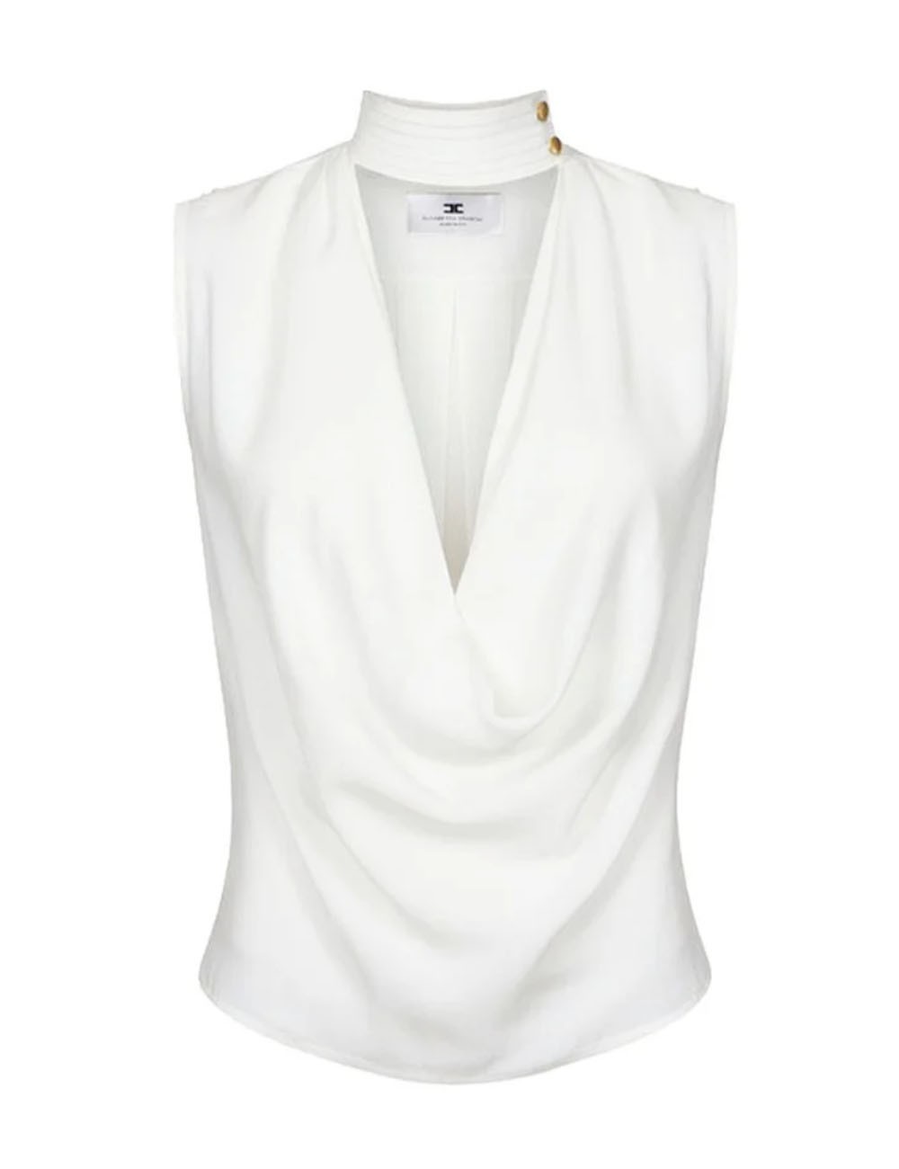 Top in georgette di viscosa avorio