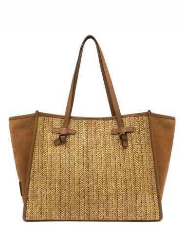 Shoulder bag MARCELLA herringbone straw cookie