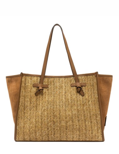 Shoulder bag MARCELLA herringbone straw cookie