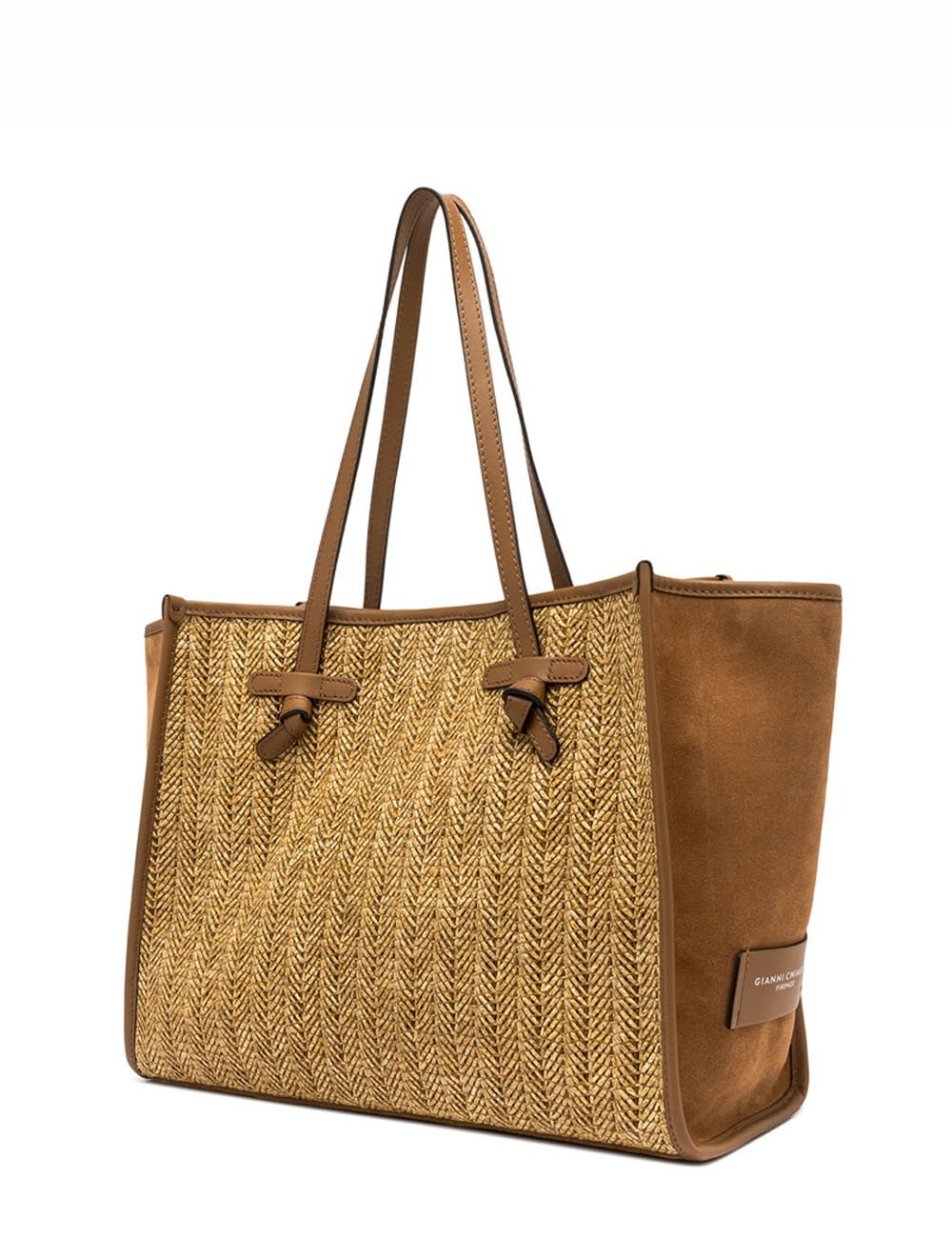 Shoulder bag MARCELLA herringbone straw cookie