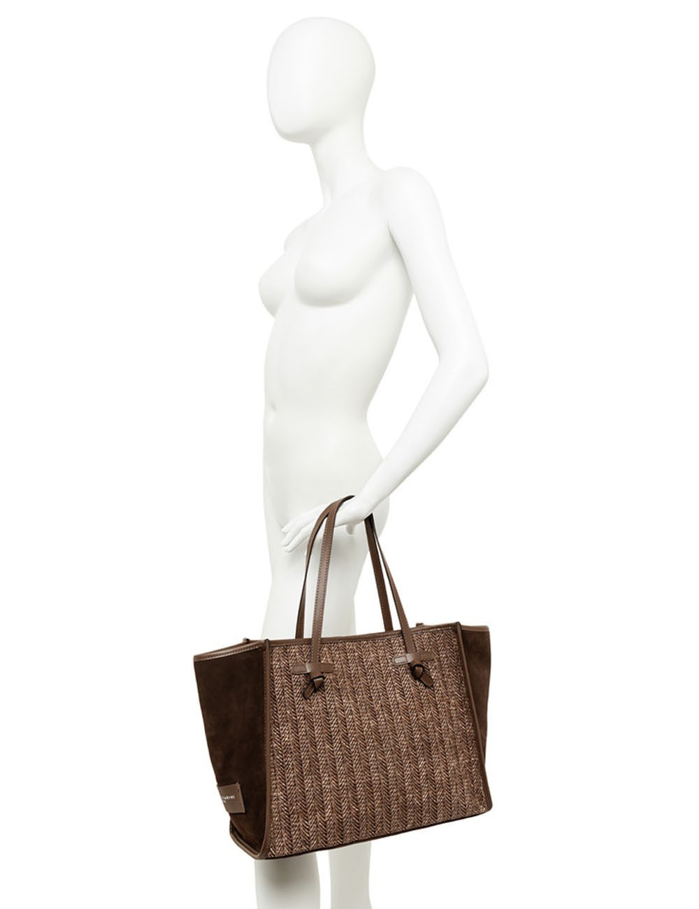 Shoulder bag MARCELLA herringbone straw cookie