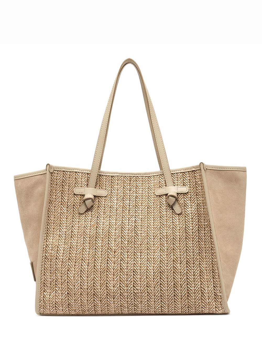 Shoulder bag MARCELLA herringbone straw sabbia