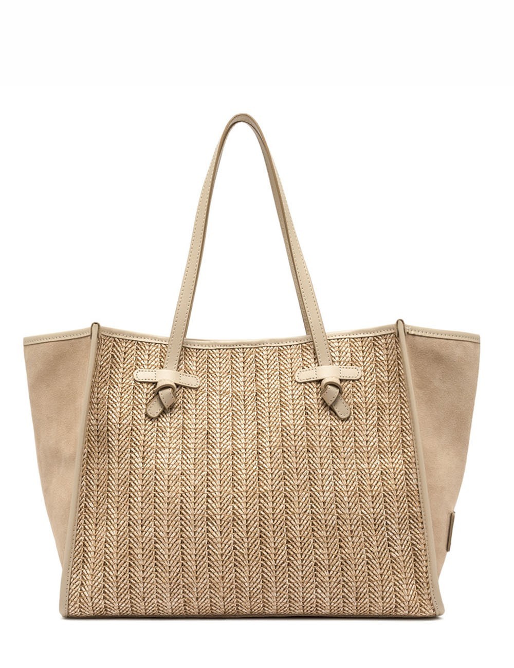 Shoulder bag MARCELLA herringbone straw sabbia