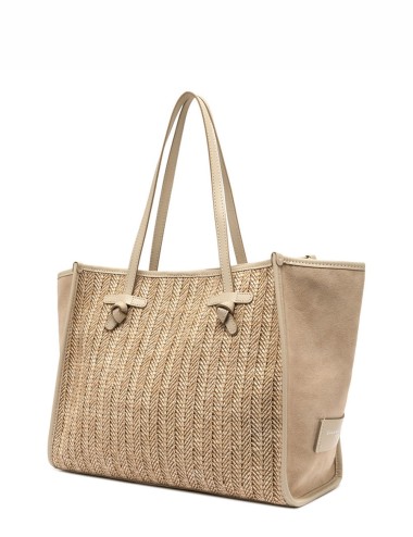 Shoulder bag MARCELLA herringbone straw sabbia