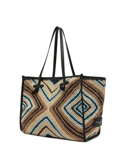 Shoulder bag MARCELLA woven straw black