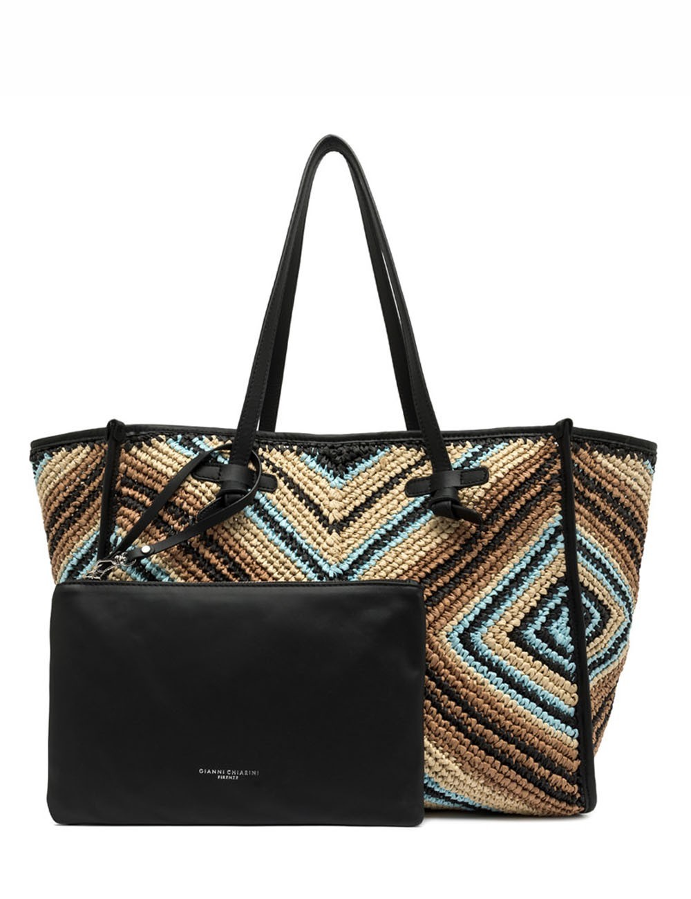 Shoulder bag MARCELLA woven straw black