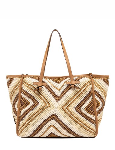 Shoulder bag MARCELLA woven straw brown