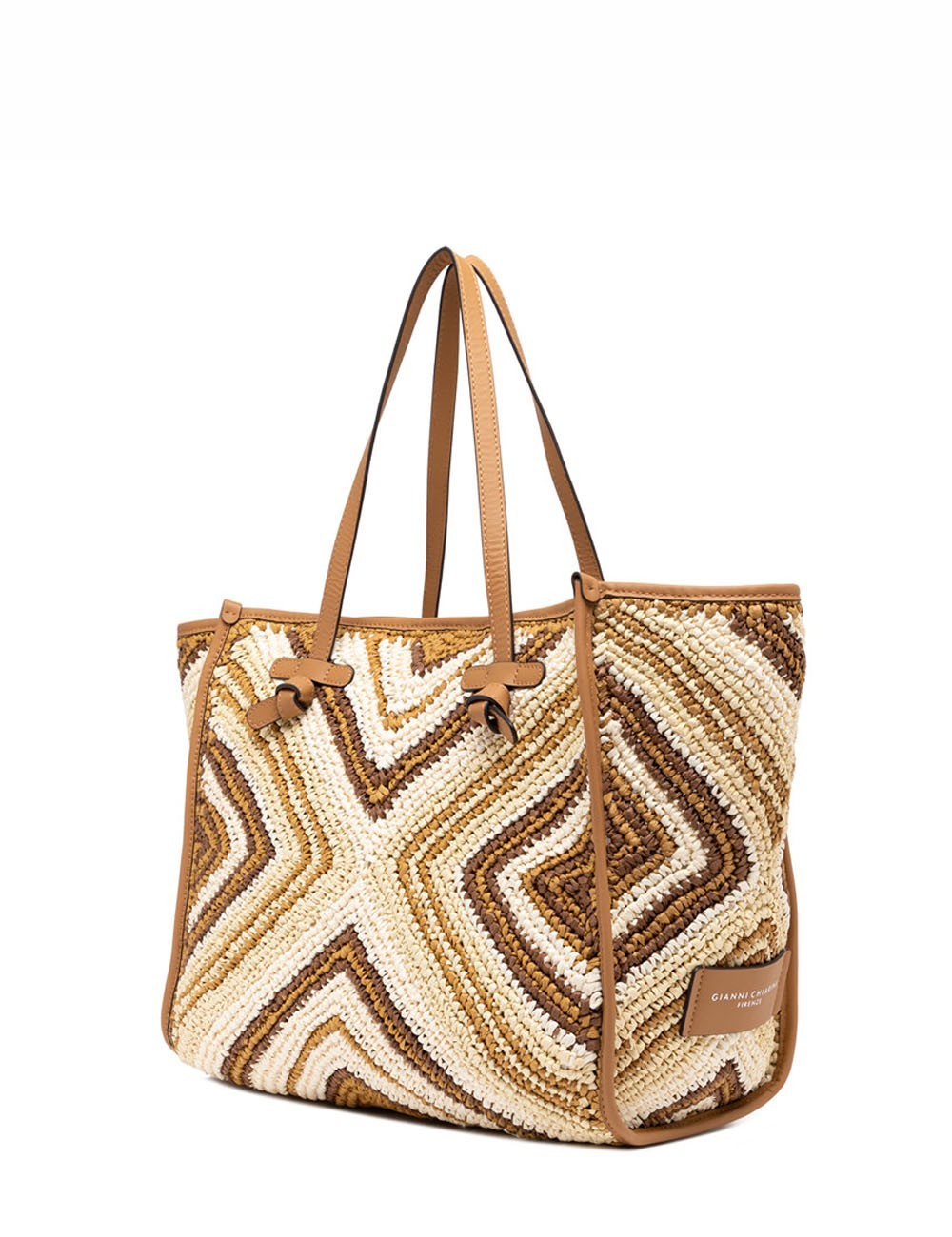 Shoulder bag MARCELLA woven straw brown