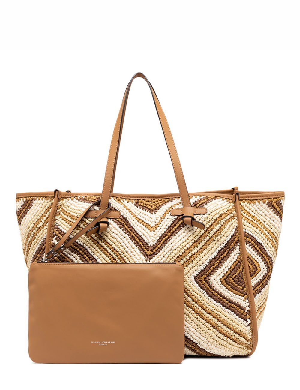 Shoulder bag MARCELLA woven straw brown