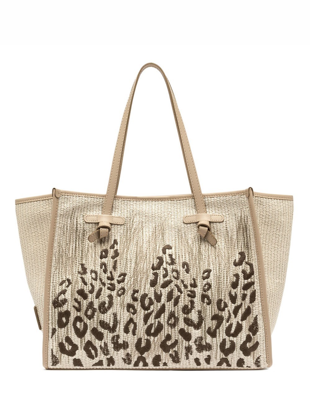 Shoulder bag MARCELLA embroidered straw sand
