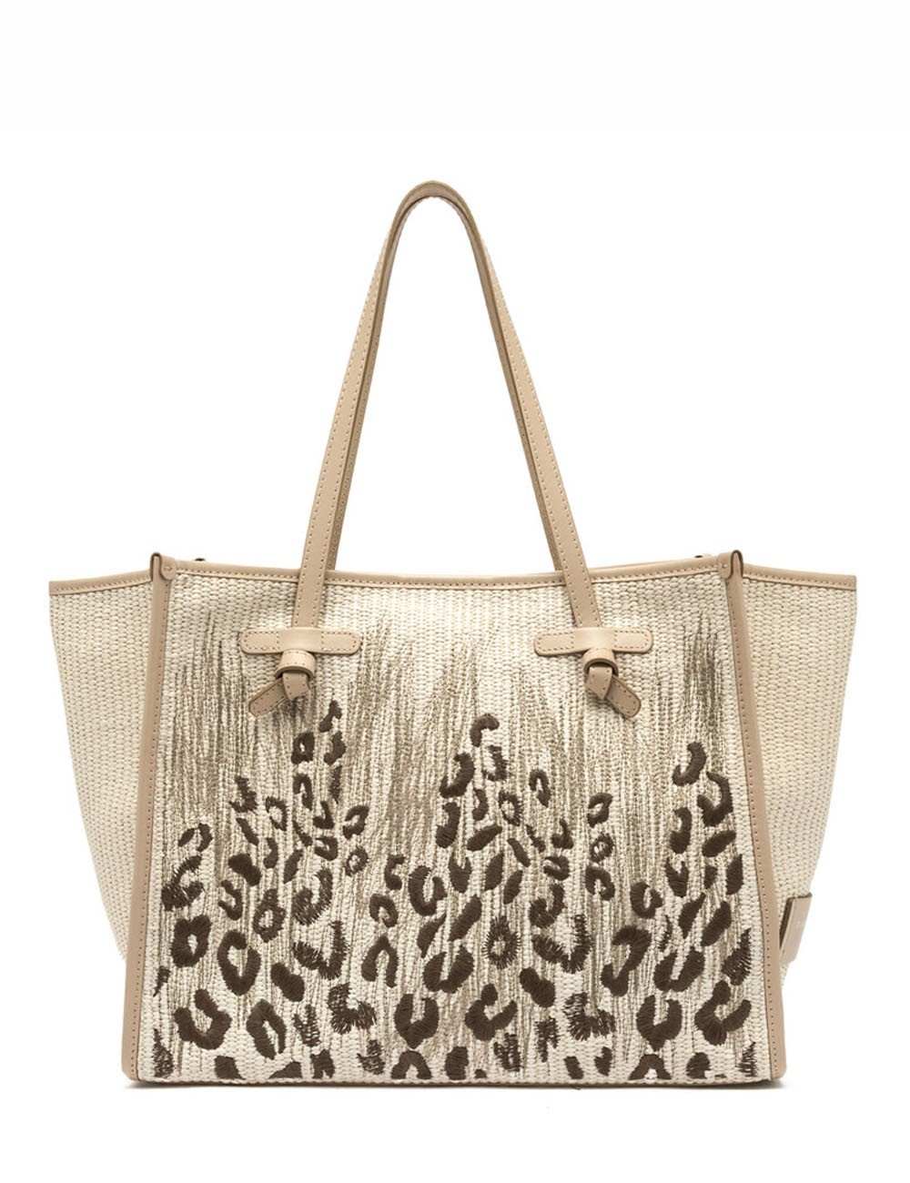 Shoulder bag MARCELLA embroidered straw sand