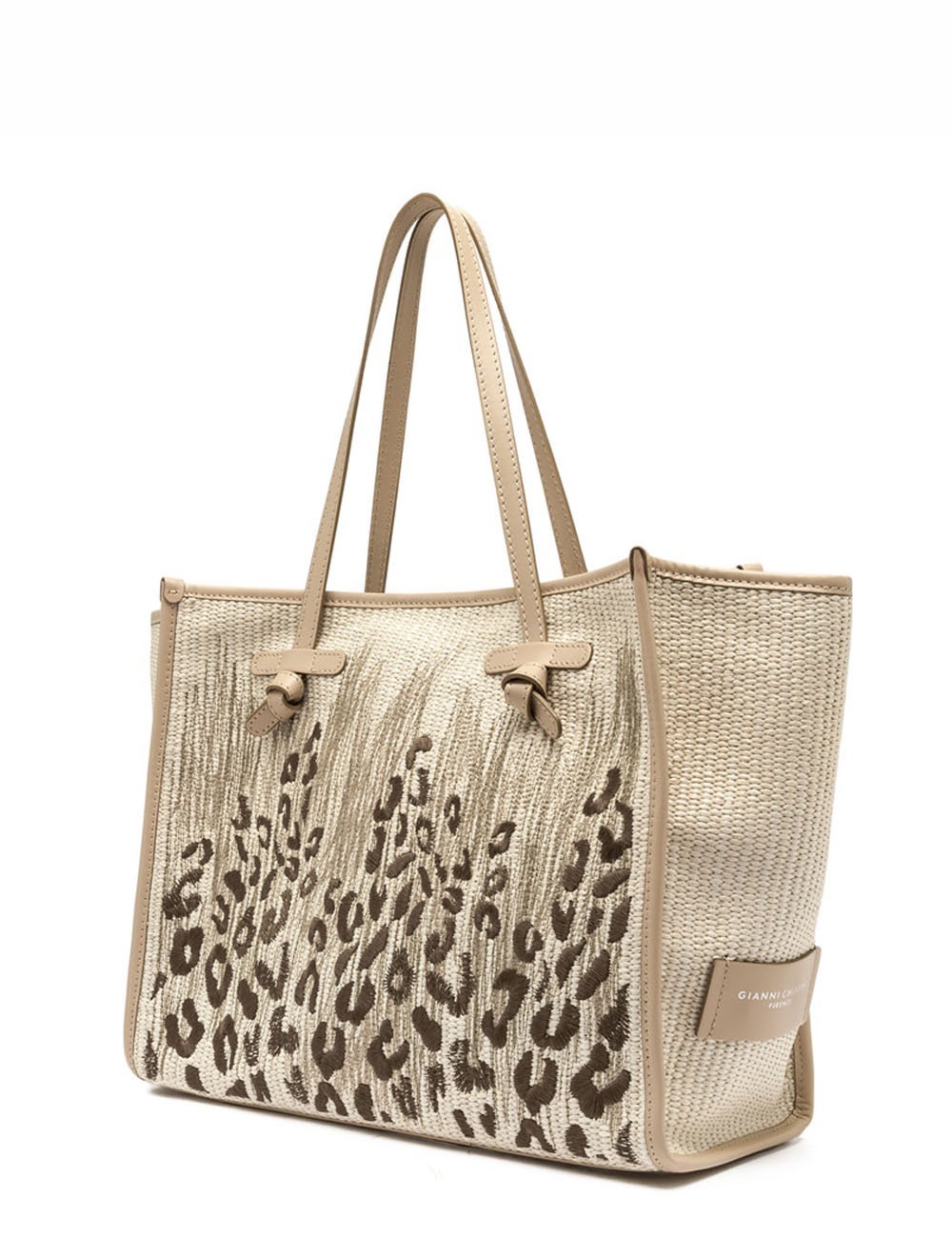 Shoulder bag MARCELLA embroidered straw sand