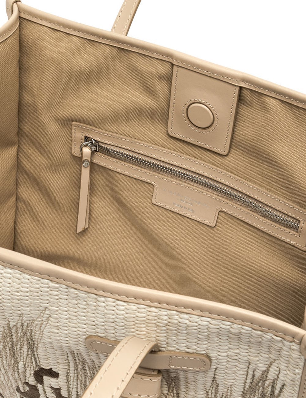 Shoulder bag MARCELLA embroidered straw sand