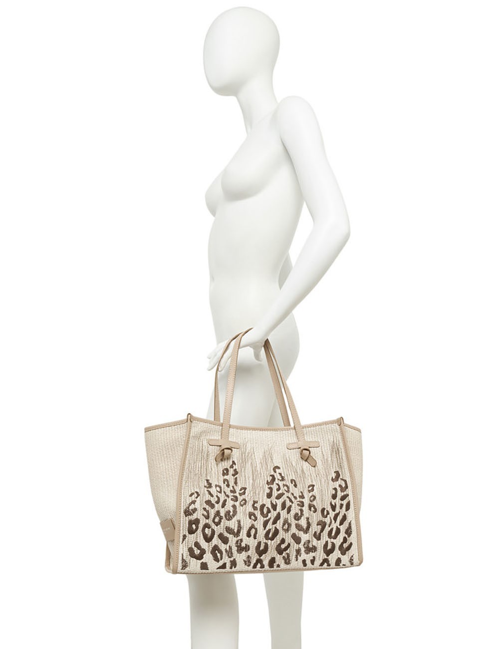 Shoulder bag MARCELLA embroidered straw sand