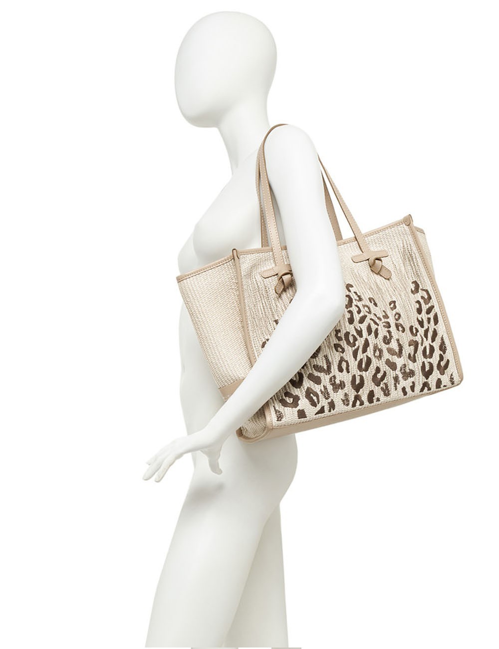Shoulder bag MARCELLA embroidered straw sand
