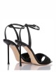 High heel ankle strap sandal in soft nappa leather black