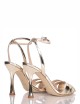High heel ankle strap sandal PEAK 90 in mirror leather platinum