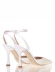 High heel ankle strap point toe pump AMY 90 in fabric leather silky white