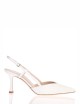 High heel slingback point toe pump AMY 70 in fabric leather silky white