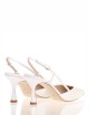 High heel slingback point toe pump AMY 70 in fabric leather silky white