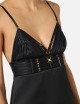 Mini dress in duchess satin with elastic straps black