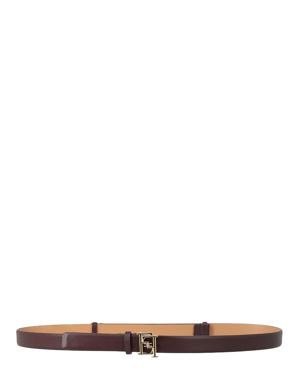 Leather belt with buckle cocoa