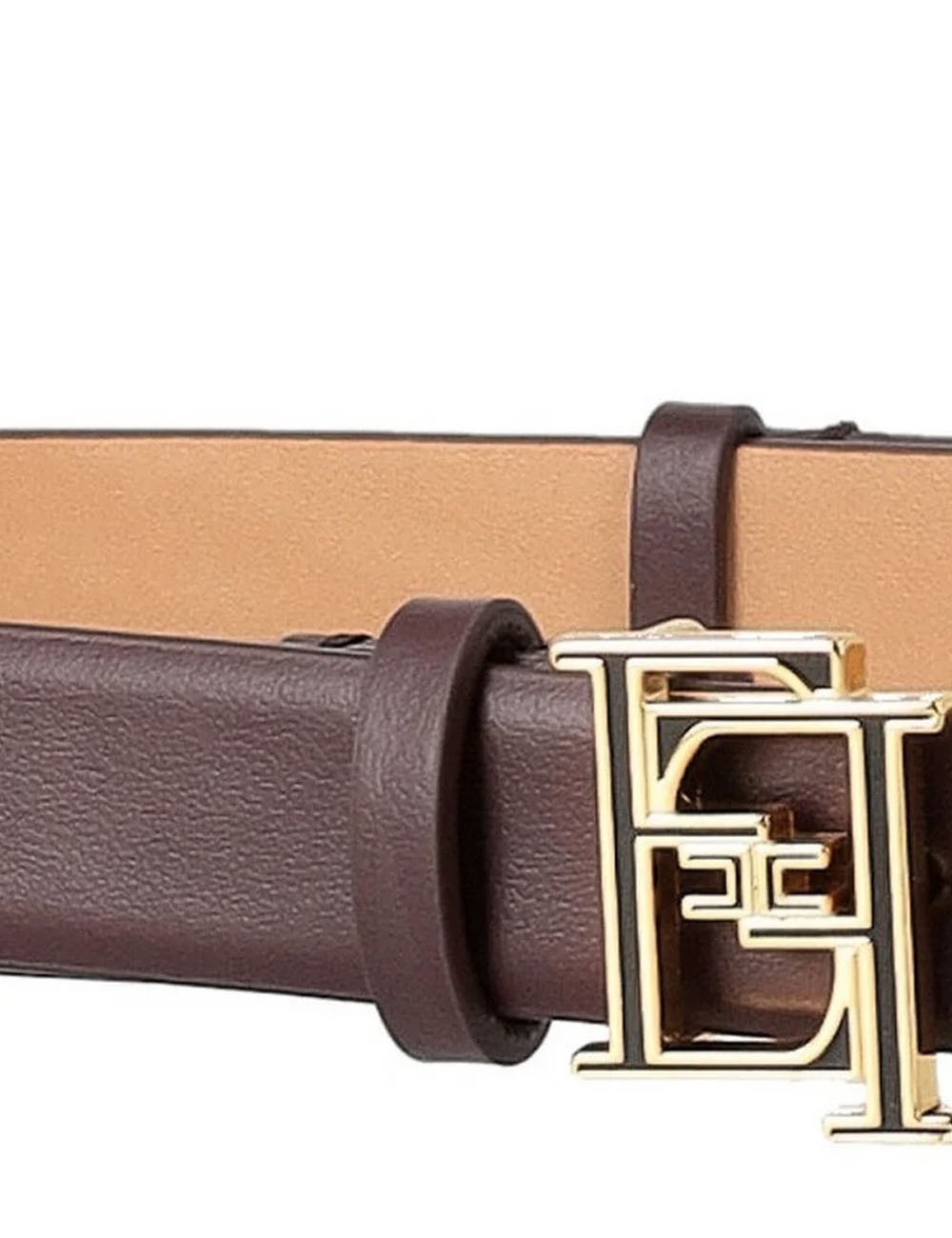 Leather belt with buckle cocoa