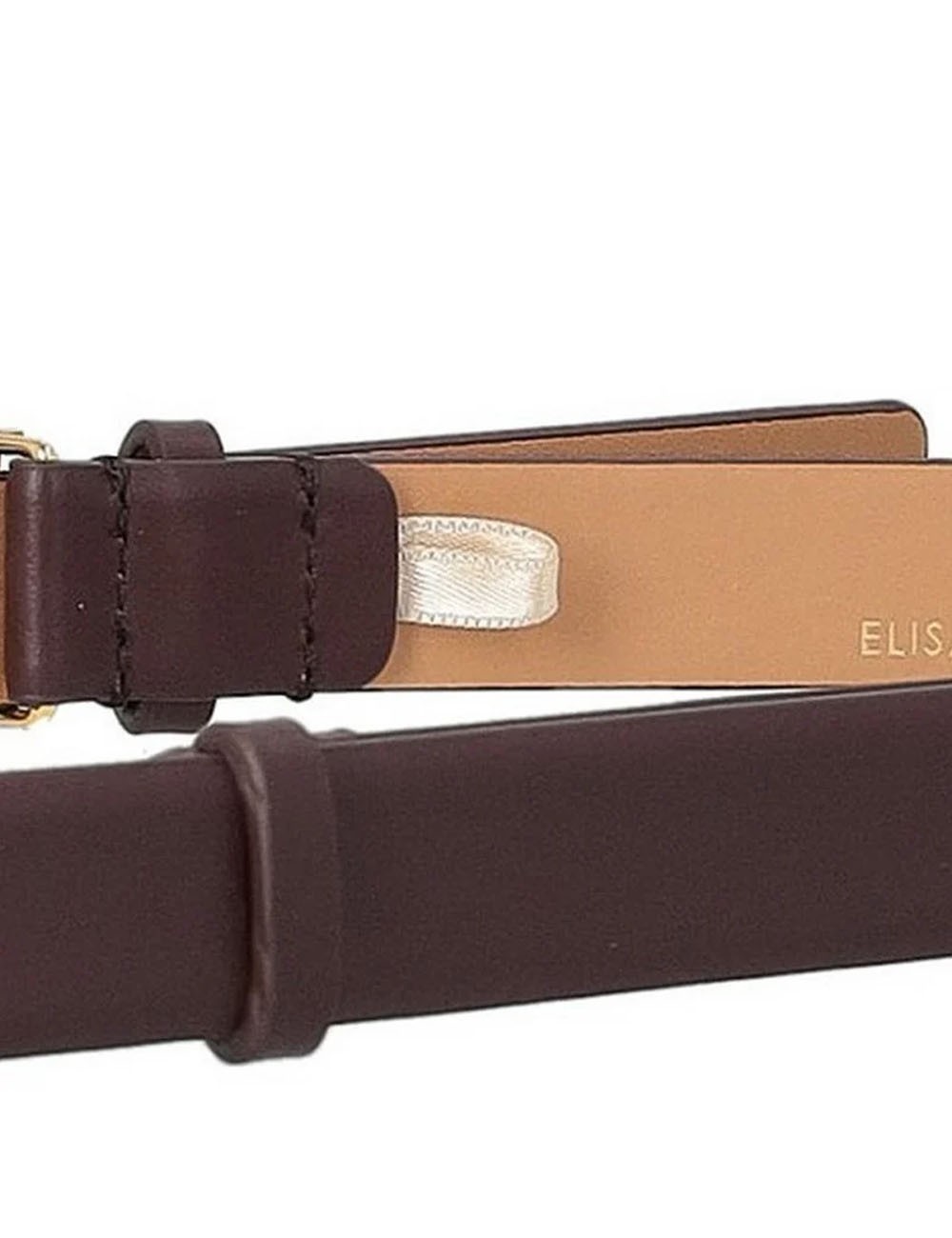 Leather belt with buckle cocoa