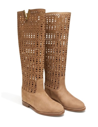 Stivale Desirè scamosciato traforato cuoio