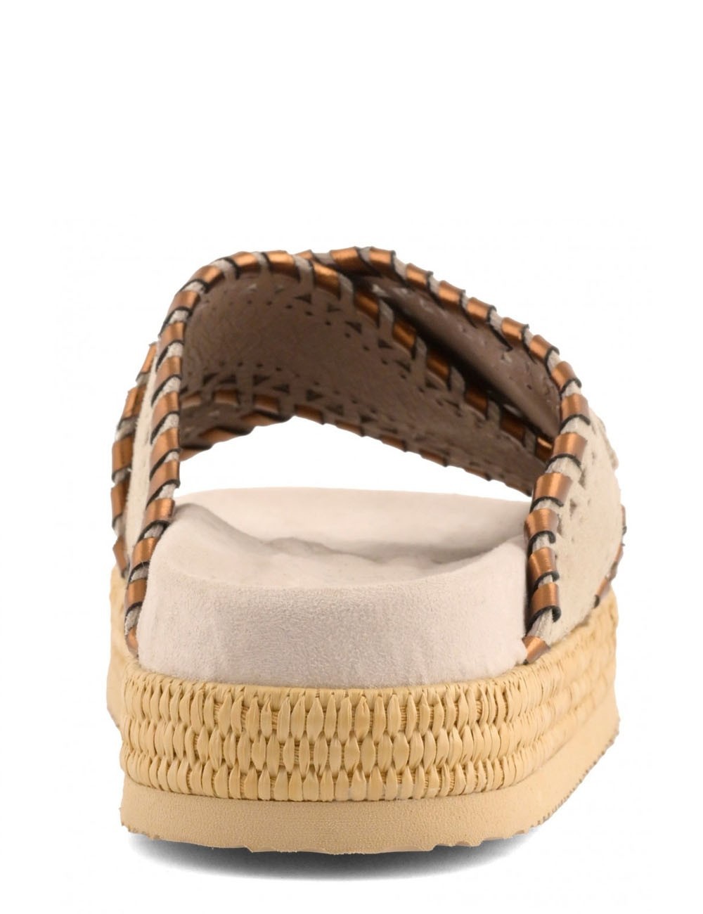 Criss-cross sandal metal stitching Chalk Suede/Raffia Natural