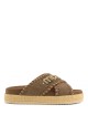Criss-cross sandal metal stitching Nut Brown/Pink Sand