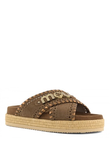 Sandalo Criss-cross metal stitching  marrone