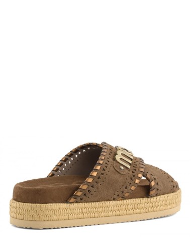 Criss-cross sandal metal stitching Nut Brown/Pink Sand