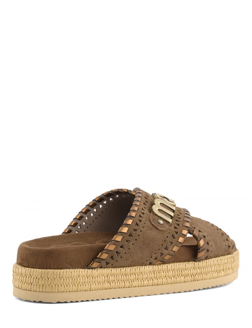 Criss-cross sandal metal stitching Nut Brown/Pink Sand