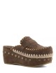 Clog leather overstitching Deep Brown