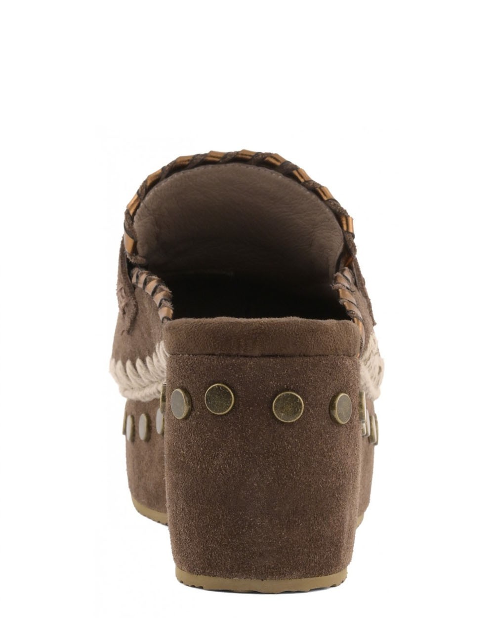 Clog leather overstitching Deep Brown