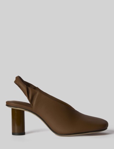 Scarpa con tacco DEZ in pelle biscotto