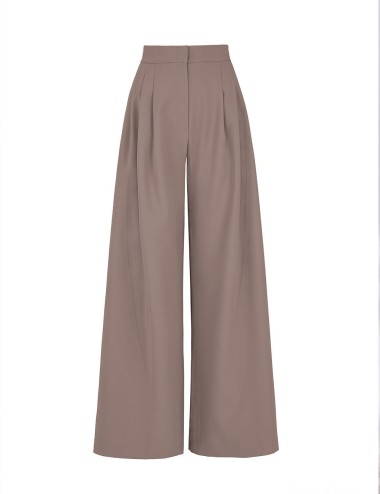 Cady trousers with pleats and jewel mocha