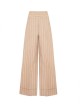 Pantalone largo in lino gessato con paillettes pesca