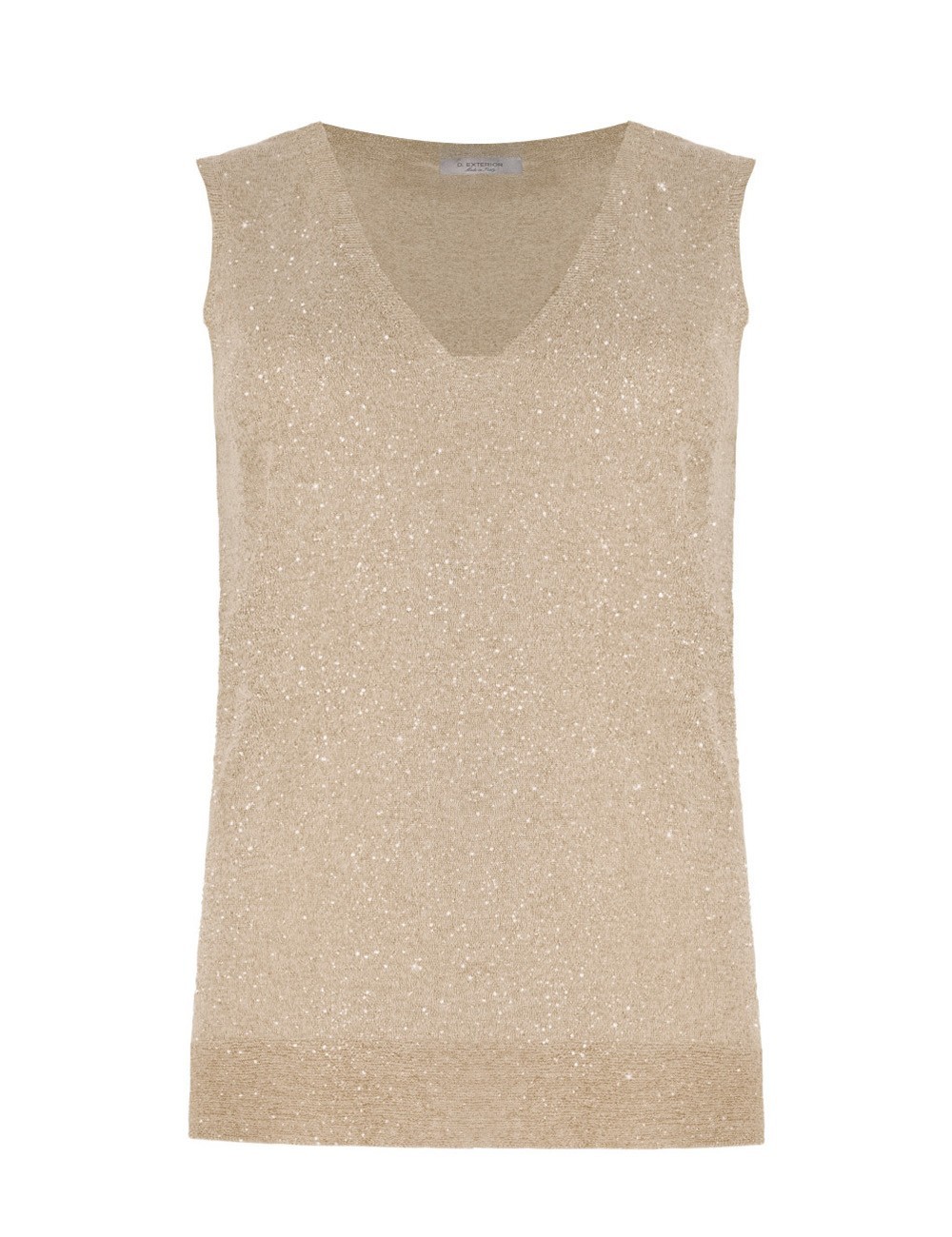 Lux knitted tank top with pointed neckline platimum