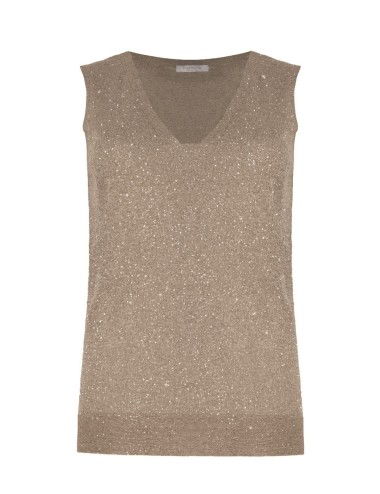 Canotta in maglia lux con scollo a punta mocha