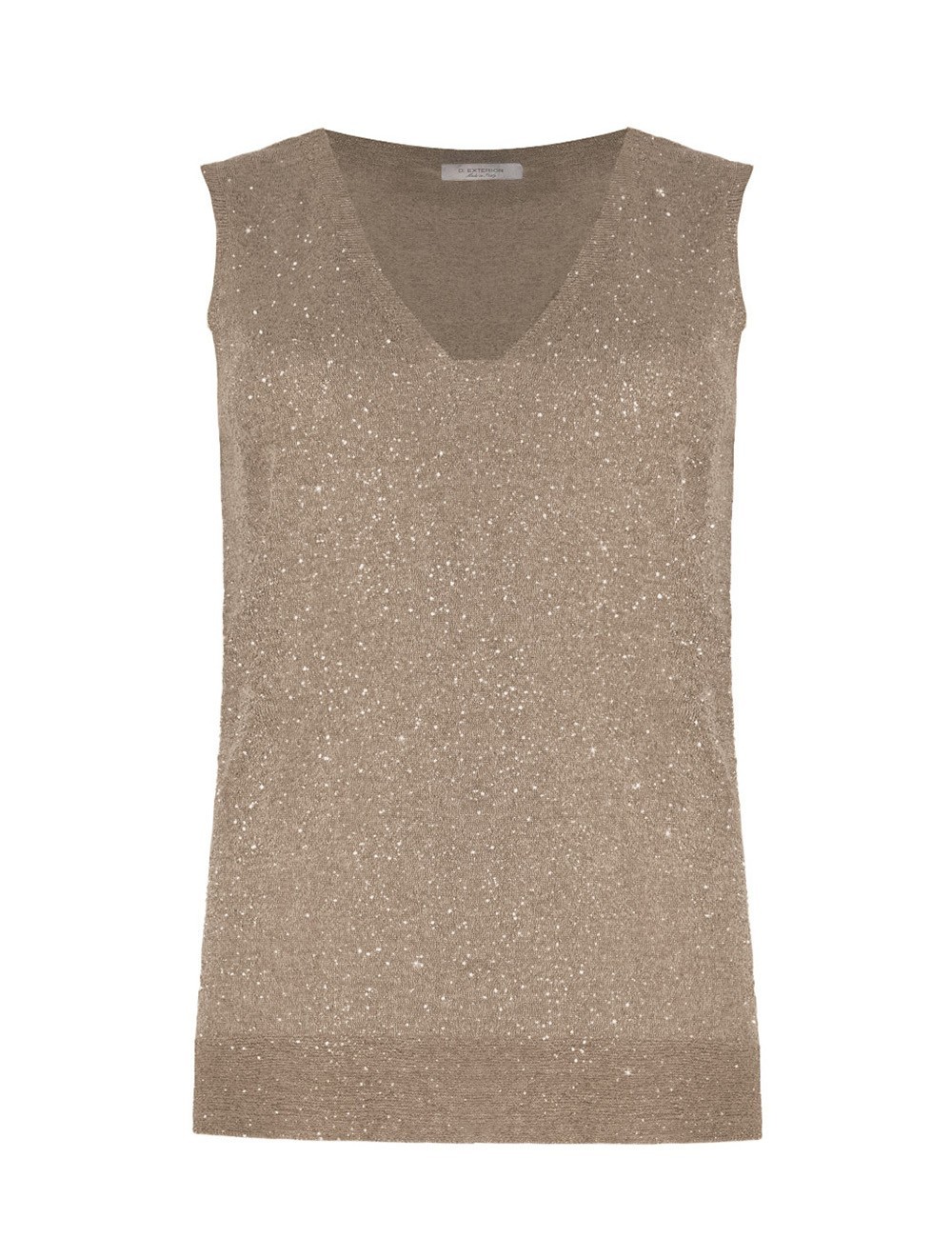 Canotta in maglia lux con scollo a punta mocha