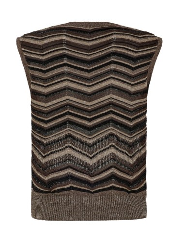 Crop top in maglia chevron cioccolato