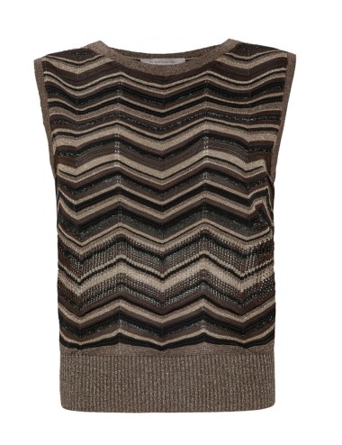 Chevron knit crop top chocolate