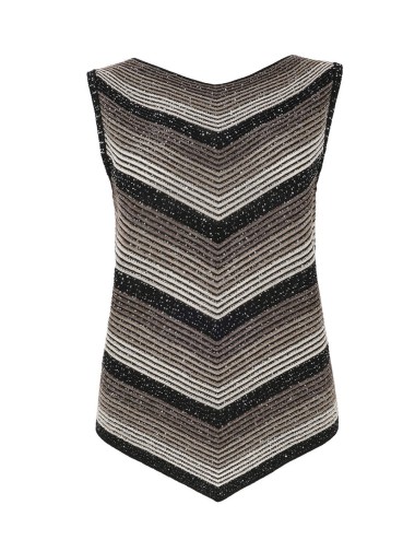 Long top in degradé and sequins with lace black