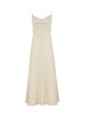 Abito scollato in satin wash avorio