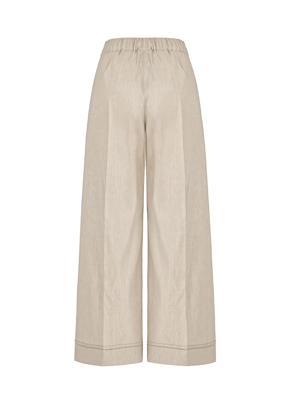 Trousers with trimming in iridiscent linen shell