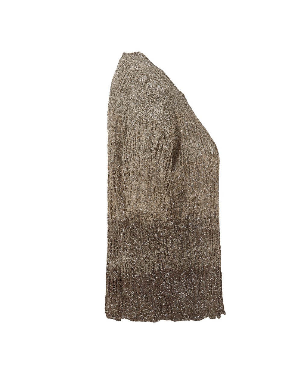 Short sweater in degradé knit mocha