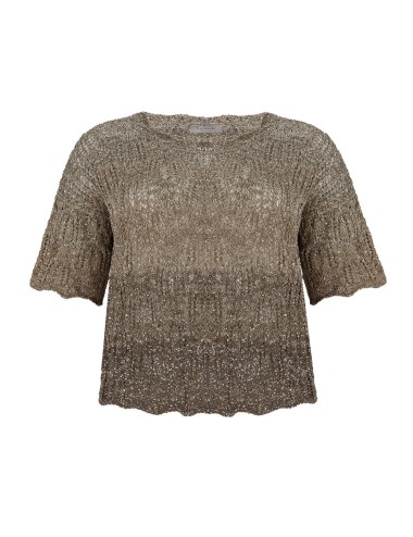 Short sweater in degradé knit mocha